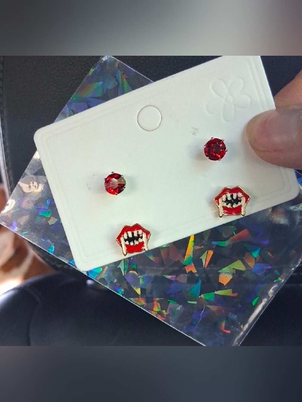 $8 Each Or Bundle 5/$20 Red Vampire Mouth & Red Crystal Stud Earring Set